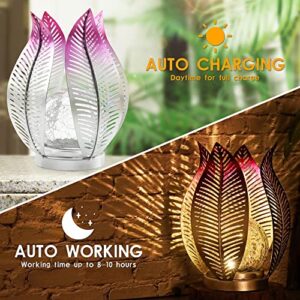 QZGE Garden Solar Lights Outdoor Decor Waterproof Crackle Glass Globe Lights,Metal Yard Art Outdoor Solar Table Lamp for Decorations Garden,Patio,Lawn,Balcony Or Courtyard.