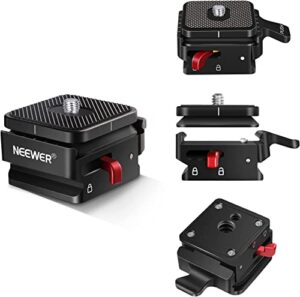 neewer quick release plate, camera mount adapter with 1/4″ and 3/8″ screw thread, quick release system for tripod, monopod, stabilizer, slider, max. load 11lb/5kg (qrp-1)
