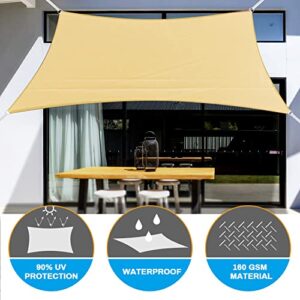 Sun Sail Shades Rectangular Waterproof, Jhua 9.8 x 13.1ft Sun Shade Sail Rectangle 160GSM UV Block Sail Canopy for Patio Backyard Lawn Garden Deck Sand, Outdoor Activities