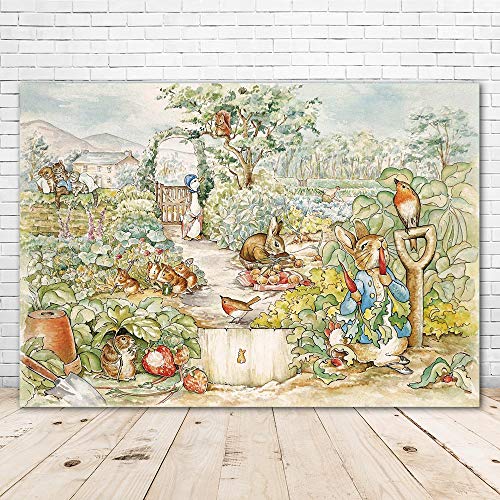 Colorwonder Photo Backdrop 7x5 Peter Rabbit Backdrop for Kids Birthday Party Cartoon Children Happy Easter Background Background for Party Wall Decor