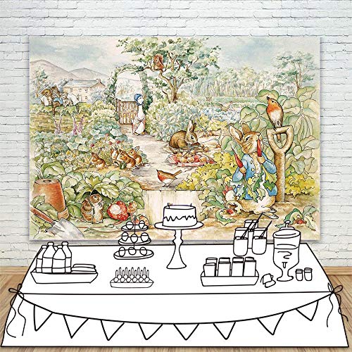 Colorwonder Photo Backdrop 7x5 Peter Rabbit Backdrop for Kids Birthday Party Cartoon Children Happy Easter Background Background for Party Wall Decor