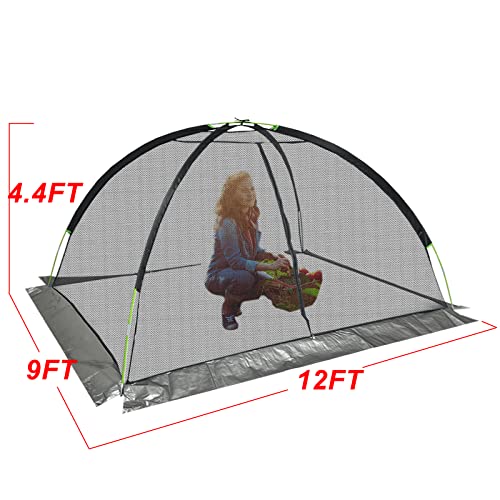 Kapler Pond Garden Cover 12x9FT Garden Net Dome Pond Covers for Outdoor Ponds with Zipper and Stakes, Pond Cover for Fish Shade Leaves, Nylon Mesh Protection Pond Netting Tent for Garden Yard Pool