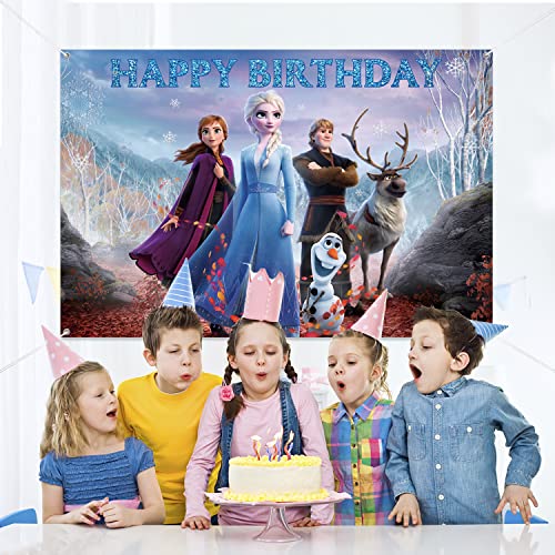 YanXi Frozen Backdrop Birthday Banner for Girl Frozen Birthday Party Decoration Princess Party Supplies Baby Shower Background