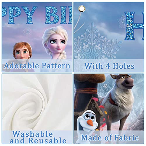 YanXi Frozen Backdrop Birthday Banner for Girl Frozen Birthday Party Decoration Princess Party Supplies Baby Shower Background