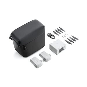 dji mini 3 pro fly more kit plus, includes two intelligent flight batteries plus, a two-way charging hub, data cable, shoulder bag, spare propellers, and screws, black