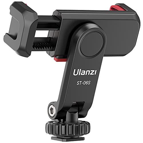 Phone Tripod Mount Holder for iPhone - ULANZI ST-06S Camera Hot Shoe Phone Mount 2 Cold Shoe Phone Holder Compatible for iPhone Android Sony Canon DJI Ronin S/SC Zhiyun Gimbals