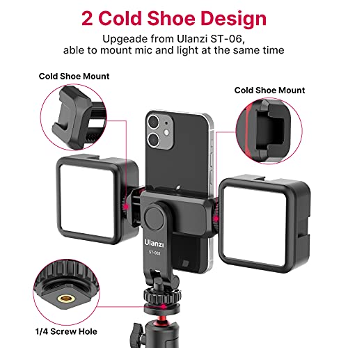 Phone Tripod Mount Holder for iPhone - ULANZI ST-06S Camera Hot Shoe Phone Mount 2 Cold Shoe Phone Holder Compatible for iPhone Android Sony Canon DJI Ronin S/SC Zhiyun Gimbals