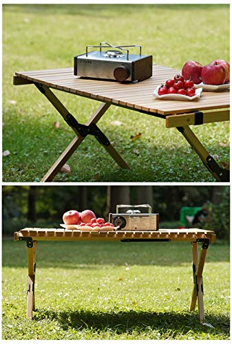 THRONKENGER Wood Camping Table Portable Picnic Table Foldable Outdoor Table for Picnic, Camping, Travel, Beach, Mountain, Patio, Garden BBQ