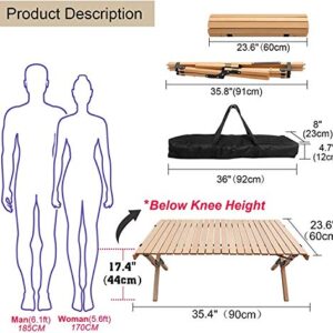 THRONKENGER Wood Camping Table Portable Picnic Table Foldable Outdoor Table for Picnic, Camping, Travel, Beach, Mountain, Patio, Garden BBQ