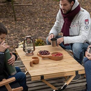 THRONKENGER Wood Camping Table Portable Picnic Table Foldable Outdoor Table for Picnic, Camping, Travel, Beach, Mountain, Patio, Garden BBQ