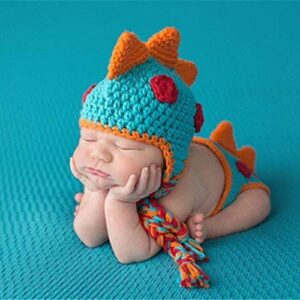 crocheted baby boy dinosaur outfit newborn photography props handmade knitted photo prop infant accessories (1-12 months)