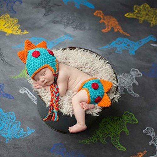 Crocheted Baby Boy Dinosaur Outfit Newborn Photography Props Handmade Knitted Photo Prop Infant Accessories (1-12 Months)