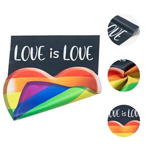 Love is Love Rainbow Pride Garden Flag, YEAHOME Rainbow Heart Shaped LGBTQ Pride Flag, Vertical Double Sided Polyester 12.5x18 inch Gay Pride Decor, Outdoor Decorations for for Patio, Garden