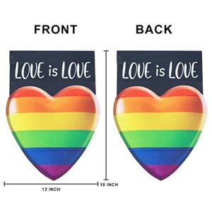 Love is Love Rainbow Pride Garden Flag, YEAHOME Rainbow Heart Shaped LGBTQ Pride Flag, Vertical Double Sided Polyester 12.5x18 inch Gay Pride Decor, Outdoor Decorations for for Patio, Garden