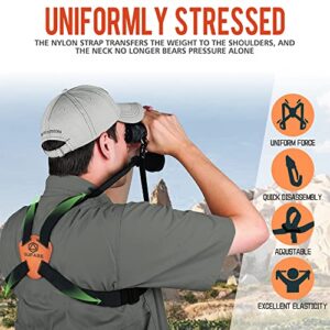 OUFABE Binocular Harness Strap, Binocular Strap, Adjustable and Deluxe Binoculars Harness for Hunting, Cross Binocular Straps Harness, Fits for Carrying Binocular, Cameras, Rangefinders and More