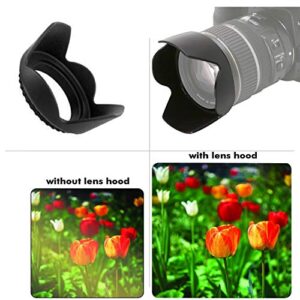 52mm Tulip Flower Lens Hood for Nikon Z5 24-50mm, D3100, D3200, D3300, D5100, D5200, D5300, D5500 with 18-55mm VR II Lens, Canon EOS M50 Mark II with 55-200mm, Fuji XT-200 15-45mm Lens