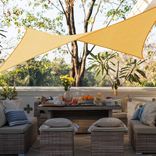 Sun Shades Outdoor Shade Sails Water Permeable & 95% Rectangle UV Block Shade Sail Patio Shades for Outside Shade Cloth for Gardens Back Yard Backyard ​Patio (6.5ft x 10ft, Beige)