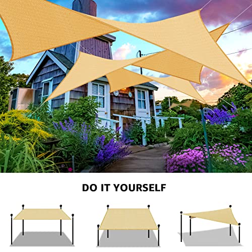 Sun Shades Outdoor Shade Sails Water Permeable & 95% Rectangle UV Block Shade Sail Patio Shades for Outside Shade Cloth for Gardens Back Yard Backyard ​Patio (6.5ft x 10ft, Beige)