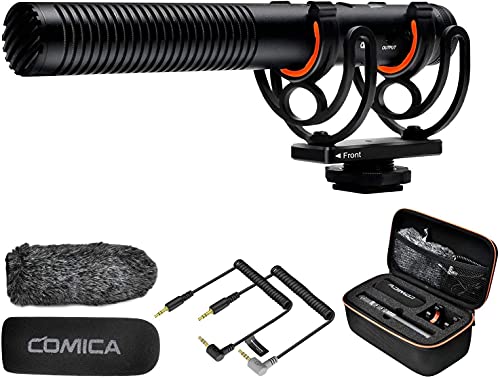 comica Shotgun Microphone, CVM-VM20 Professional Super Cardioid Video Microphone with Shock Mount, Camera Microphone Kit for Smartphone/DSLR Camera/Camcorder, Perfect for Interview/Video Recording