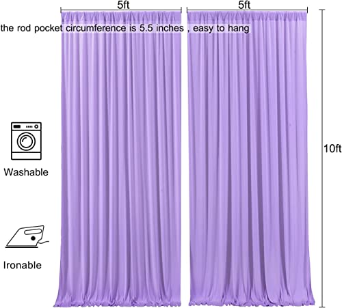 AK TRADING CO. 10 feet x 10 feet Polyester Backdrop Drapes Curtains Panels with Rod Pockets - Wedding Ceremony Party Home Window Decorations - Lavender