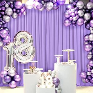 AK TRADING CO. 10 feet x 10 feet Polyester Backdrop Drapes Curtains Panels with Rod Pockets - Wedding Ceremony Party Home Window Decorations - Lavender