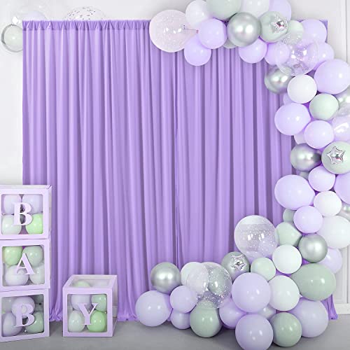 AK TRADING CO. 10 feet x 10 feet Polyester Backdrop Drapes Curtains Panels with Rod Pockets - Wedding Ceremony Party Home Window Decorations - Lavender