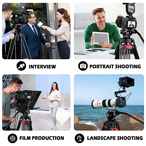 80" /203cm Video Tripod Heavy Duty Tripod with 360° Fluid Head,Mactrem Aluminum Tall Tripods Professional Compatible with Canon Nikon Sony DSLR Camera Camcorder Telescope Bnoculars (Load 33Lb)