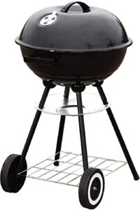 turkish home portable charcoal grill 18 inch round with 2 wheels – easy to clean outdoor barbecue grill for camping tailgating and garden- durable kettle grill