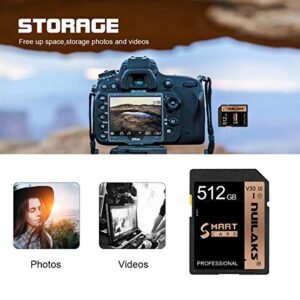512GB SD Card Memory Card High Speed Security Digital Flash Memory Card Class 10 for Camera,Photographers,Vloggers