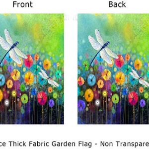 Flowers Garden Flag Dragonfly House Flag Spring Welcome Garden Flags 12 x 18 Double Sided Floral Flags for Patio Lawn Home Outdoor Decor