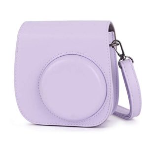 phetium instant camera case compatible with instax mini 11,pu leather bag with pocket and adjustable shoulder strap (lilac purple)