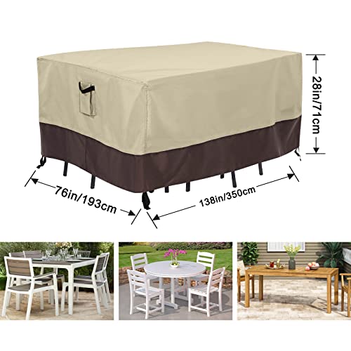 ABCCANOPY Waterproof Outdoor Patio Table Set Cover Lawn Patio Furniture Covers Heavy Duty UV Resistant Dust Proof Protective Covers, 138" Lx 76" Wx 28" H