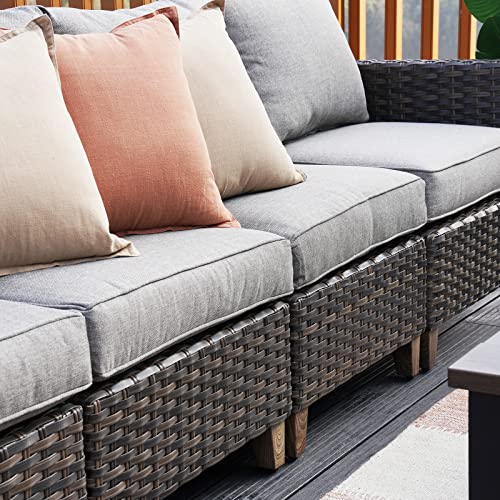 Grand patio Sofa Sets 9 Pieces Conversation Set with Coffe Table, PE Rattan Wicker Patio Furniture Sectional Sofa with Thick Cushions for Yard Garden Porch (Set for 8 Coffeetable, 9 PCS)