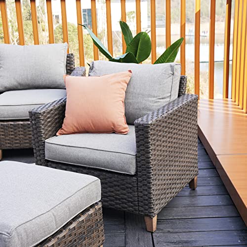 Grand patio Sofa Sets 9 Pieces Conversation Set with Coffe Table, PE Rattan Wicker Patio Furniture Sectional Sofa with Thick Cushions for Yard Garden Porch (Set for 8 Coffeetable, 9 PCS)