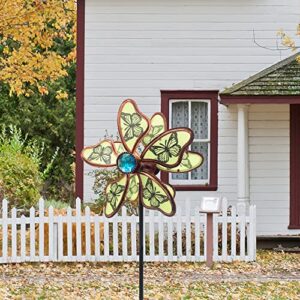 J-Fly Butterfly Wind Spinner Garden Pinwheels Butterfly Garden Decorations Outdoor Metal Double-Side Windmill Kinetic Wind Sculpture Garden Yard Patio Lawn Outside Decorative Garden Stake Green…