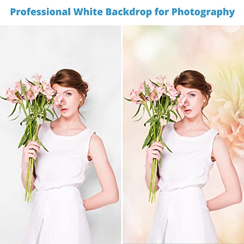 5x7 FT White Backdrop Background for Photography, High Density White Screen for Photoshoot, Photo Booth Backdrop for Video Studio Record Portrait Headshots Background Parties Backdrop, with Rod Pocket