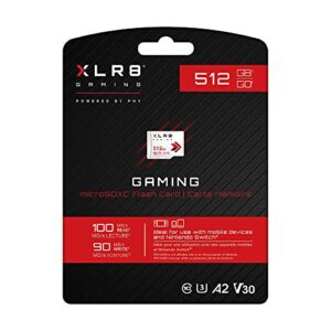 PNY XLR8 512GB Gaming Class 10 U3 V30 microSDXC Flash Memory Card - 100MB/s, Class 10, U3, V30, A2, 4K UHD, Full HD, UHS-I, micro SD