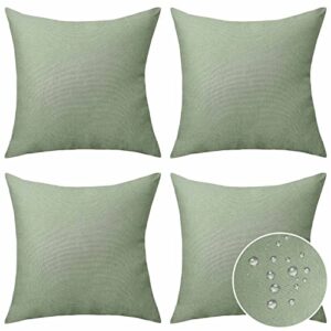 Home Brilliant Outdoor Pillows Covers Waterproof Sage Pillow Covers for Patio Garden Bedroom Backyard, 18x18 inch, Sage Green Grey