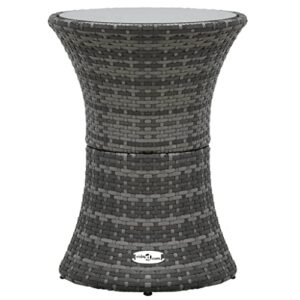 vidaxl patio side table drum shape coffee tea couch sofa end table garden outdoor courtyard poolside wicker furniture gray poly rattan