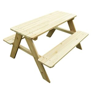 merry garden kids wooden picnic bench outdoor patio dining table, natural