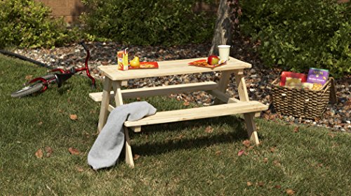 Merry Garden Kids Wooden Picnic Bench Outdoor Patio Dining Table, Natural