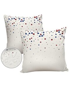 outdoor pillows 18×18 waterproof outdoor pillow covers, memorial independence day polyester throw pillow covers garden cushion decorative case for patio couch decoration set of 2, patriotic star