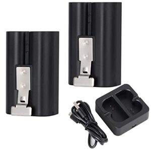 2sets battery and usb charging station replacement compatible with ring-doorbell camera 1 and 2, spotlight camera and stick up camera, 2-pack batteries/3.65v/6040mah