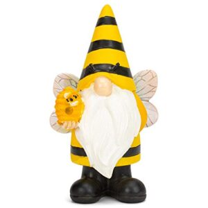 bumble gnome bright yellow and black 6 inches polyresin outdoor garden statue