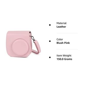 Phetium Instant Camera Case Compatible with Instax Mini 11,PU Leather Bag with Pocket and Adjustable Shoulder Strap (Blush Pink)