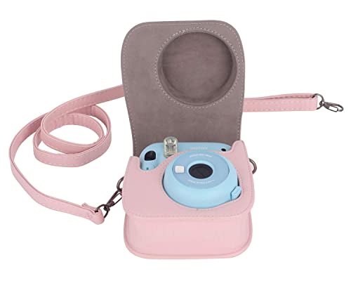 Phetium Instant Camera Case Compatible with Instax Mini 11,PU Leather Bag with Pocket and Adjustable Shoulder Strap (Blush Pink)