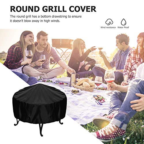 baijingjing Round BBQ Grill Cover, Waterproof Barbecue Oven Protector, for Garden Patio