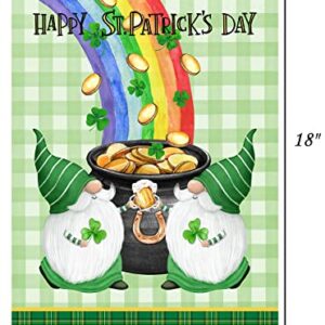 St Patrick's Day Garden Flag,Shamrock Spirit Gold Coin Hat Rainbow St Patricks Flag 12.5 x 18 Inch Clover Double-Sided Display 2 Layer Linen for Garden and Home Decorations