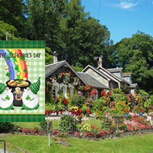 St Patrick's Day Garden Flag,Shamrock Spirit Gold Coin Hat Rainbow St Patricks Flag 12.5 x 18 Inch Clover Double-Sided Display 2 Layer Linen for Garden and Home Decorations