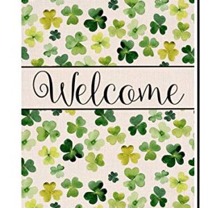 Welcome Spring St. Patrick's Day Small Garden Flag Vertical Double Sided Burlap Yard Outdoor Decor 12.5 x 18 Inches